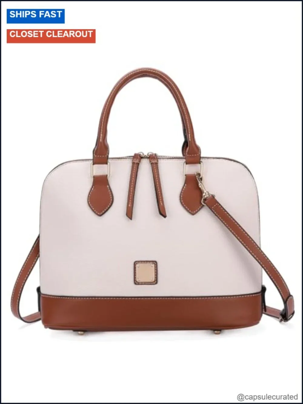 Faux Leather Top Handle Satchel Bag with Detachable Strap Crossbody Tote Purse